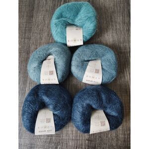Rowan Kidsilk Haze Yarn Lot of 5 Mohair Silk 25g Blue Teal Navy Mixed Dye Lots